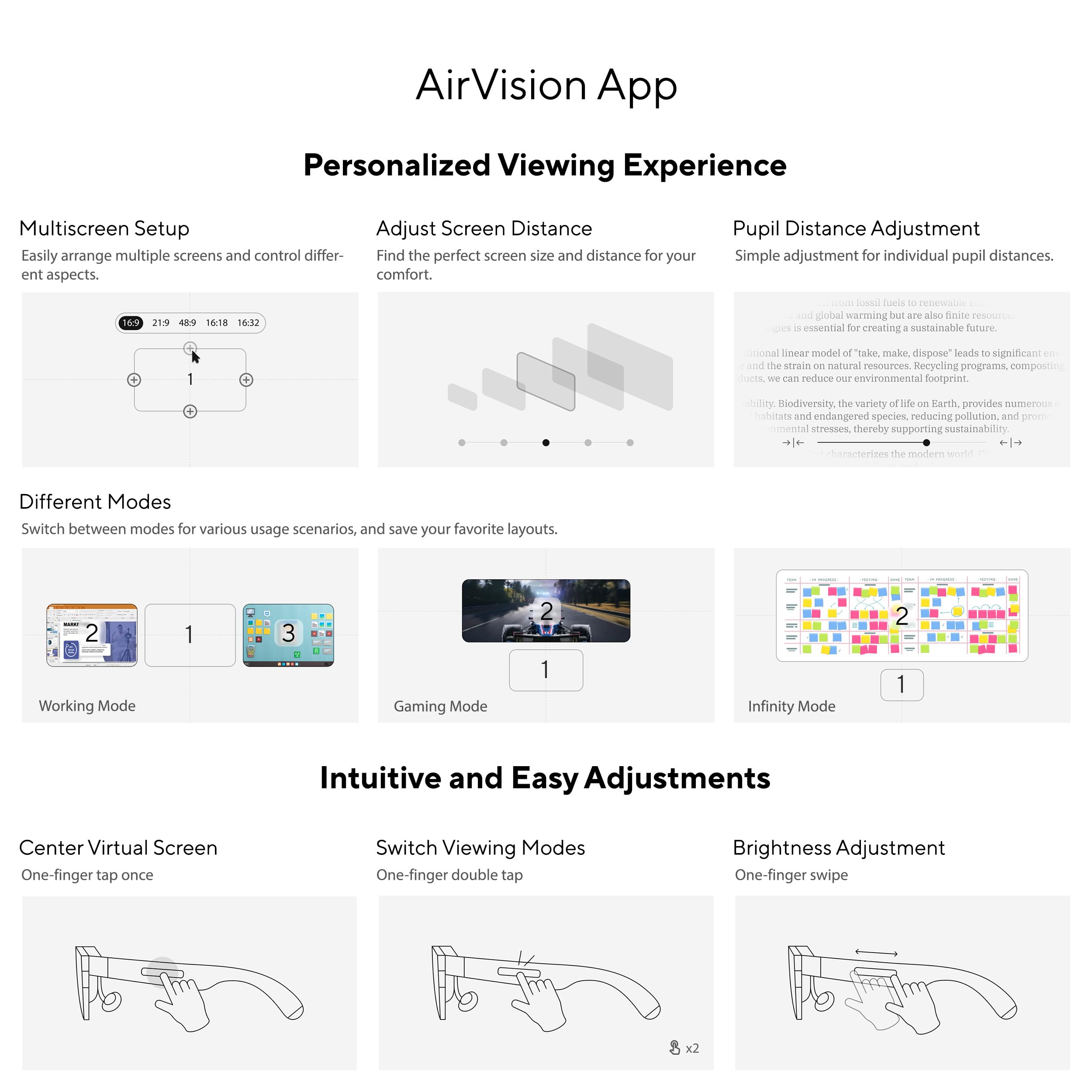 ASUS AirVision M1 Lunettes intelligentes Portables 100" 1100 nits 95% DCI-P3 compatibles ROG Ally PC Windows TÜV Rheinland