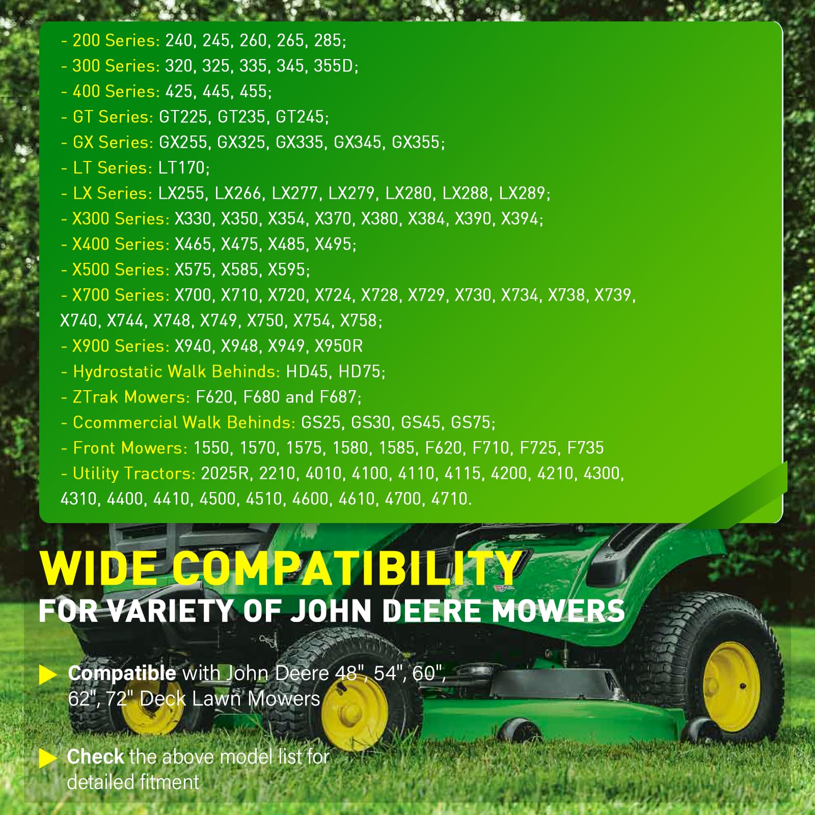 AM125172 Lot de 4 jauges de roue pour tondeuse John Deere 121,9 cm, 137,2 cm, 152,4 cm, 157,5 cm, 182,9 cm, remplace également AM124706 210-300 (noir)