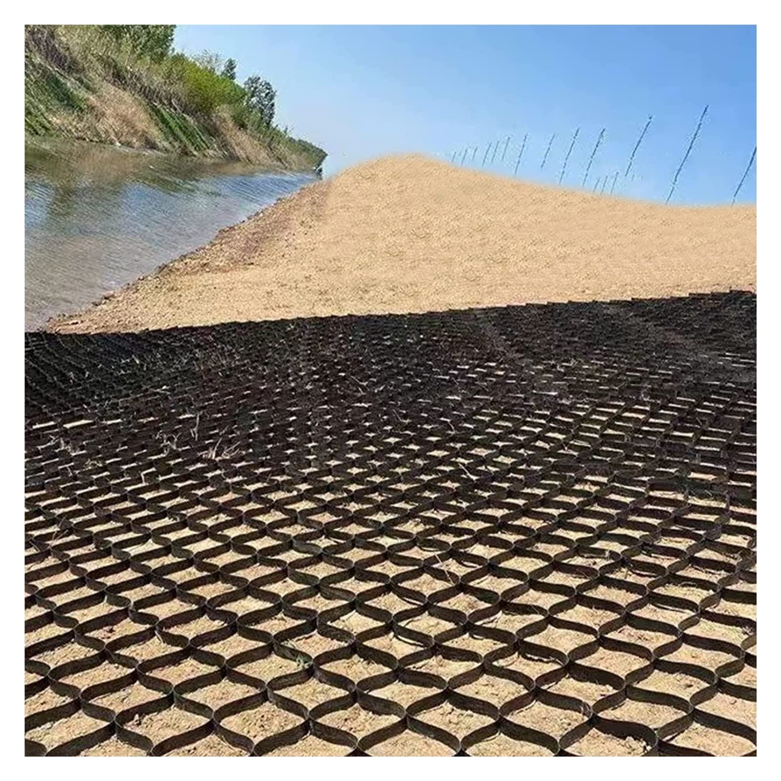 QYMYOZ Large Plastic Geo Grid Ground Grid for Soil Gravel Support Stabilization 6x7m/19.7x23ft Dam Mesh Embankment Long lasting and Durable.