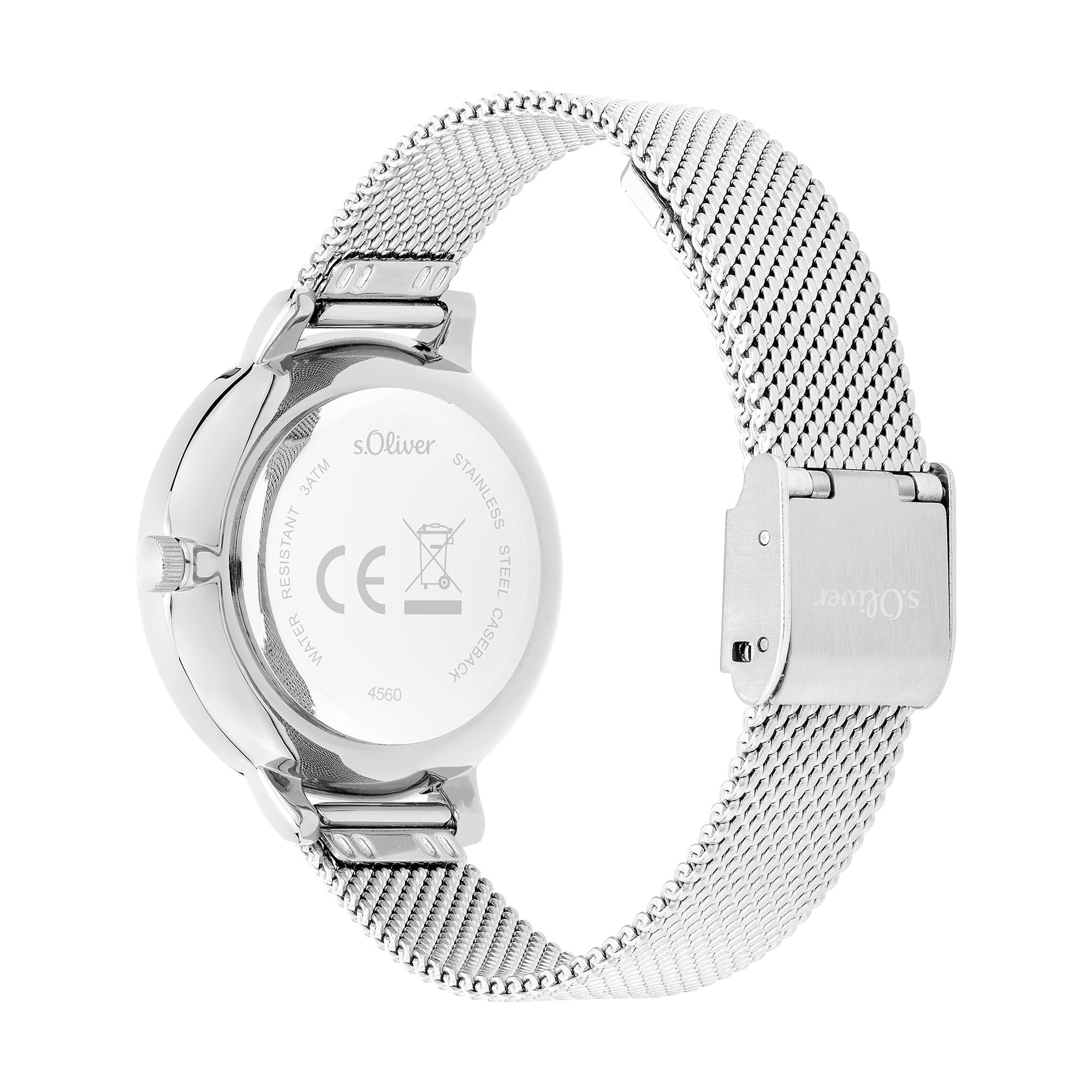 s.Oliver Zegarek damski - okrągły - srebrny - 34 mm - elegancki zegarek damski z metalu z mechanizmem kwarcowym - wodoszczelny 3 ATM - odporny na zarysowania