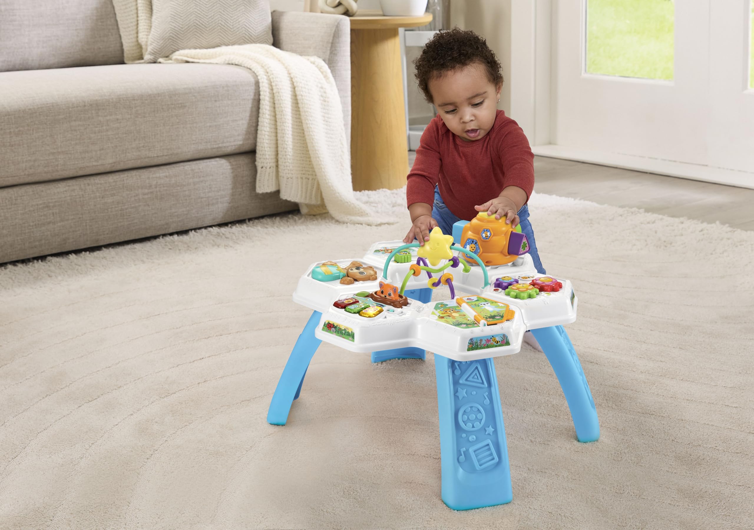 VTech Baby Busy Bee Table d'activité, Jeu interactif, chansons et mélodies, développe la motricité, Le développement sensoriel, la Cause et l'effet, Convient aux Enfants de 6, 9, 12 Mois et Plus
