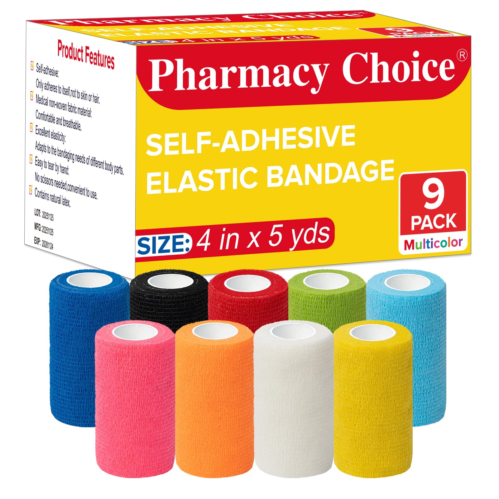 Self Adhesive Bandage Wrap 4 X 5 Yards Elastic Cohesive Bandage Wrap Color Athletic Tape Vet Wrap Ankle