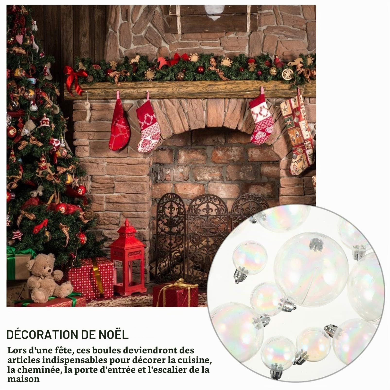 NUOBESTY Lot de 54 Petites Boules De NoëL IriséEs Transparentes pour Sapin De NoëL DéCoration à Suspendre pour FêTe De Mariage