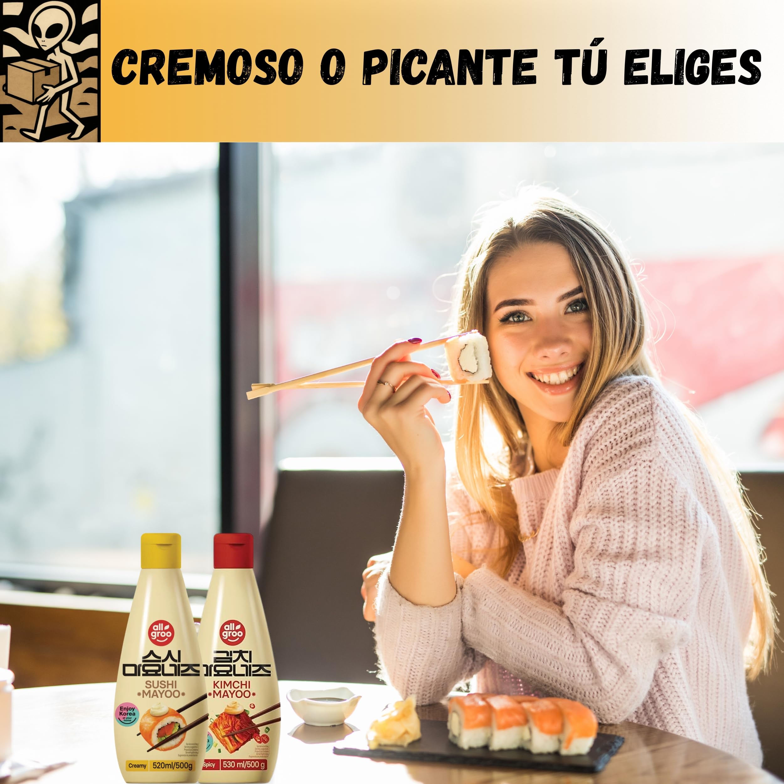 Mayonesa Coreana Estilo Kimchi y Sushi – Salsa Cremosa Gourmet 500g – Sabor Picante Suave y Umami Asiático – Ideal para Sushi, Bowls, BBQ y Cocina Fusión