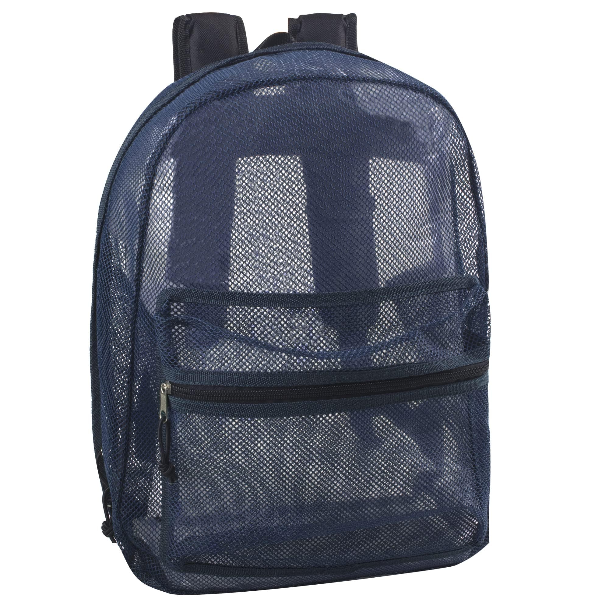 Transparent Mesh Backpacks for School Kids, Beach, Travel - Mesh See Through Backpack with Padded Straps (Blue) Large