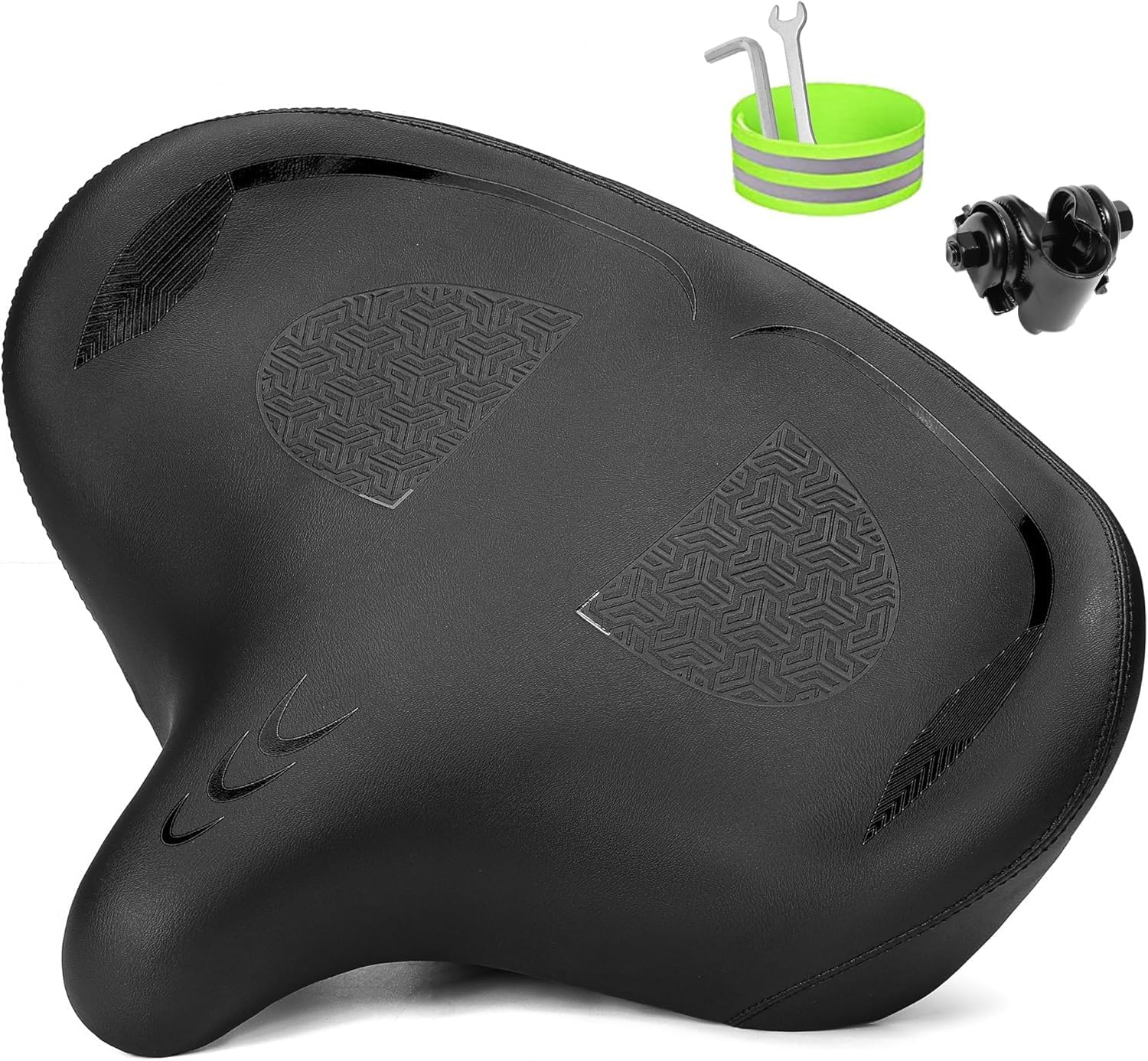 New Noseless Oversized Bike Seat for Men Women Comfort, Extra Wide Padded Bicycle Seat Cushion, Large Comfortable Saddle for Peloton, Stationary Exercise Bike, Beach Cruiser, City Bike, Ebike