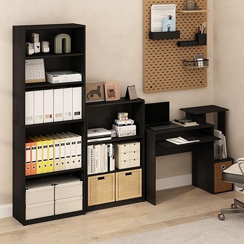 Miniatura 4 de Furinno 12095BKBR Econ - Escritorio multiusos para oficina en casa Madera NegroMarrón Pino ámbar/Negro, Negro/Marrón, Nogal Columbia/Marrón Oscuro,