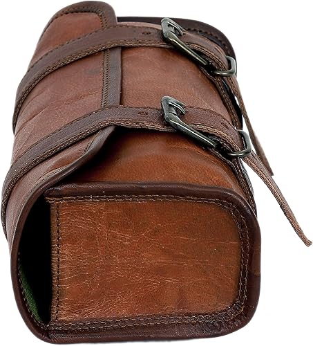 Miniatura 7 de cuero Manillar de cuero genuino Bolsa de sillín de bicicleta de motocicleta Kit de herramientas Utilidad Kit de herramientas manubrio Bolsa de