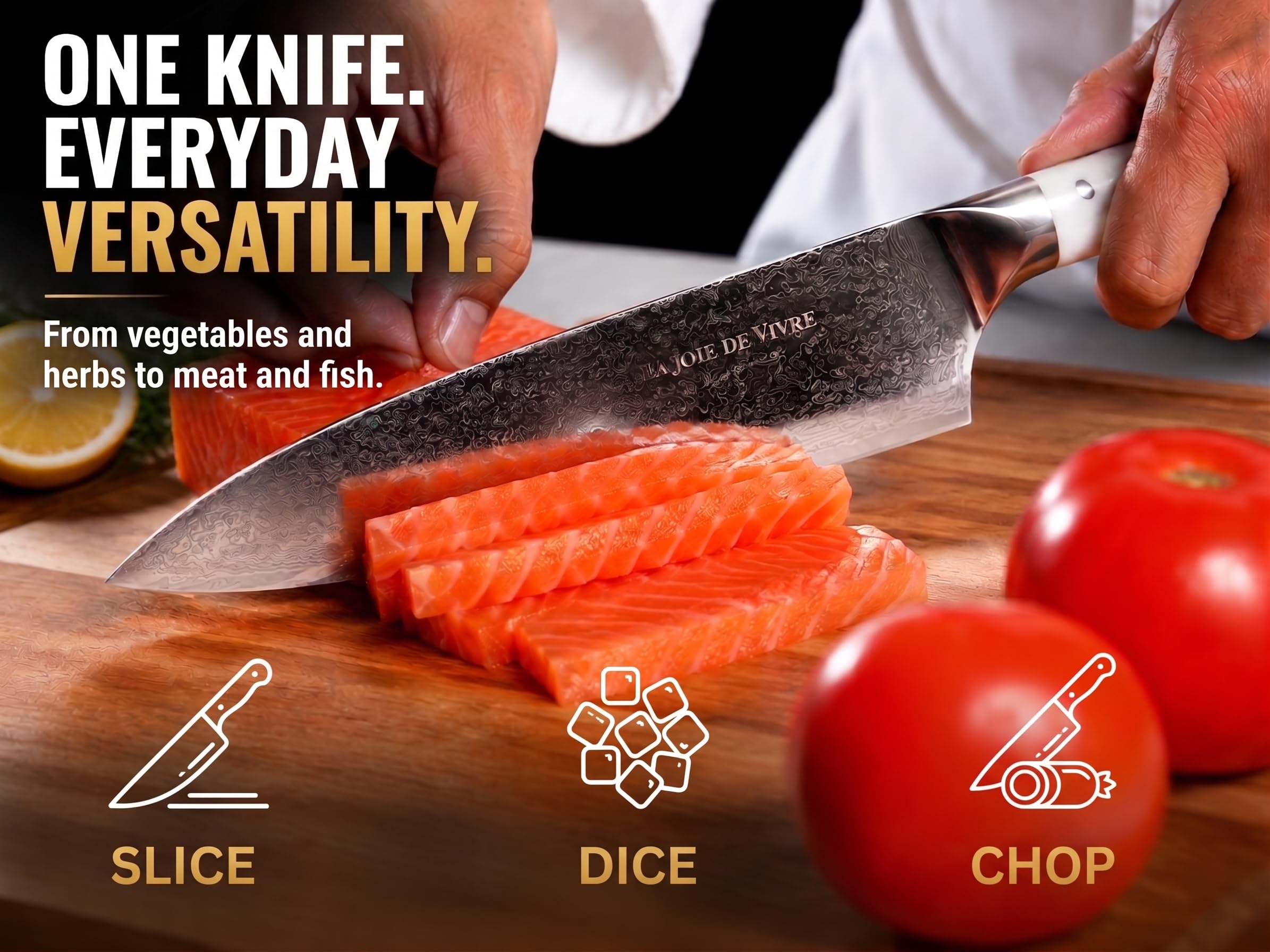 Damasco - Cuchillo de chef japonés de 8 pulgadas, con núcleo de acero VG-10 de 67 capas, cuchillo de cocina profesional ultra afilado, mango de resina turquesa blanca, caja de regalo premium
