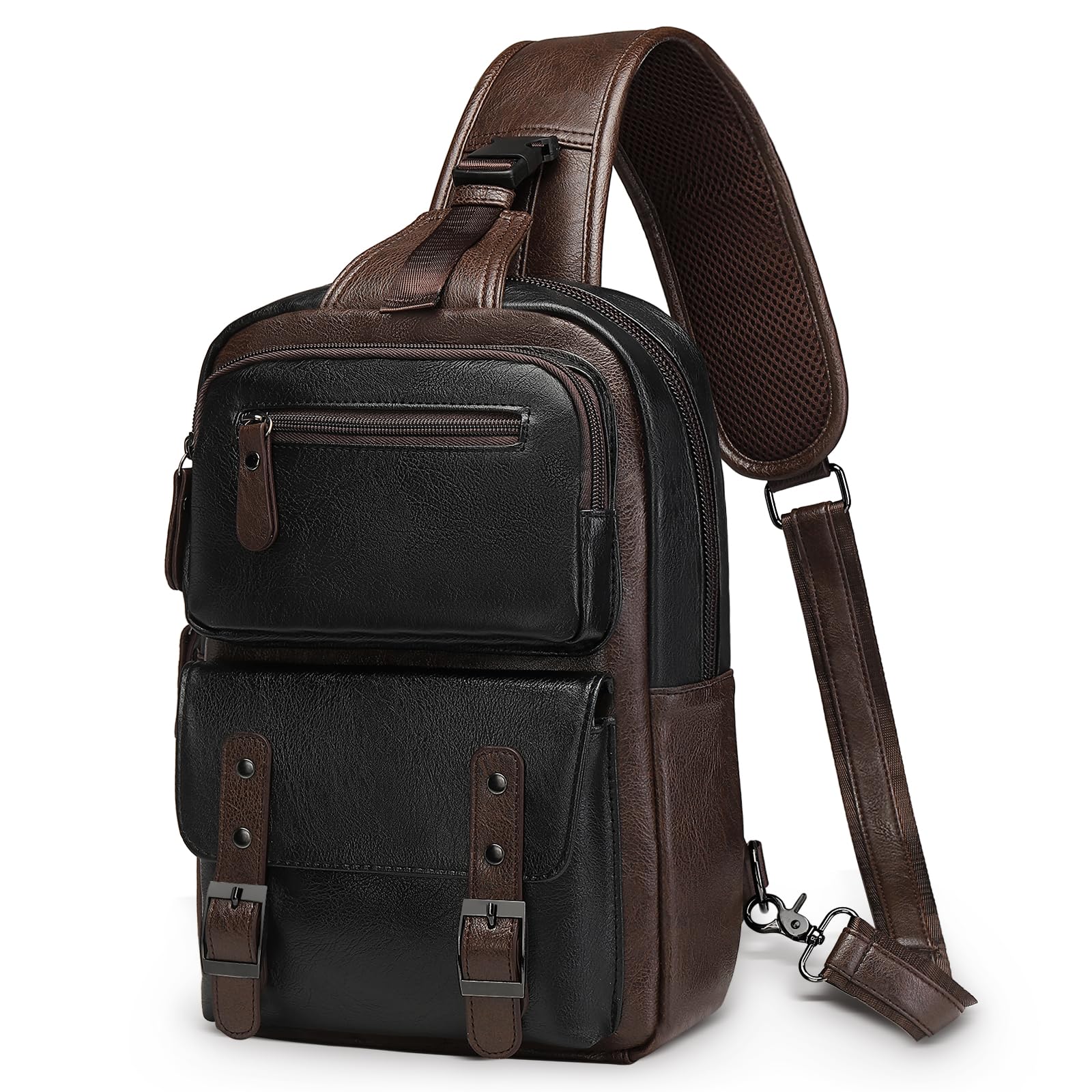 PU Leather Sling Backpack for 11 Inch Tablet Dark Black