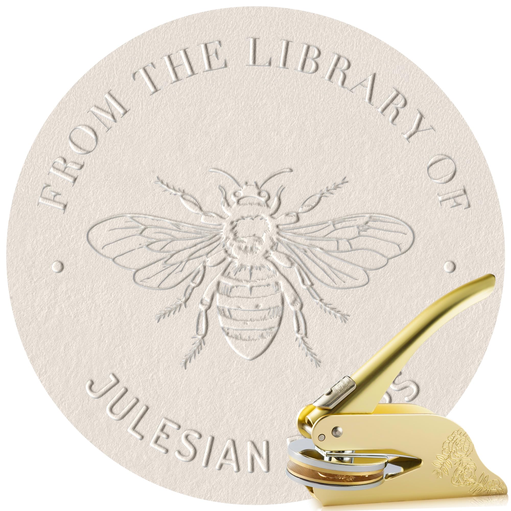 Easycosy Sello Libros Relieve Personalizado, Boda Embosador de Libros Ex Libris Personalizado, Sello en Relieve Personalizado con Nombre, Embosser para Libro