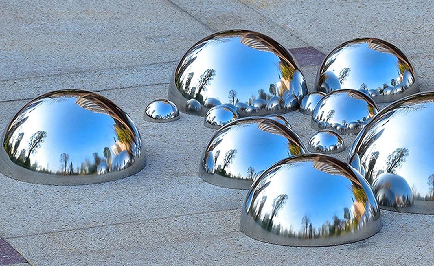Nerien Gazing Ball, Stainless Steel Garden Mirror Globe, Polished Ornament Sphere, Hollow Floating Reflective Hemisphere, for Home Outdoor Pond Housewarming Swimming Pool Decoration, Sliver, 6Pcs Mix