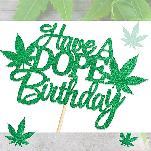 Miniatura 4 de Ercadio 1 paquete de decoración para pastel de cumpleaños con maceta, hojas de malas hierbas, purpurina verde, decoración para baby shower, boda,