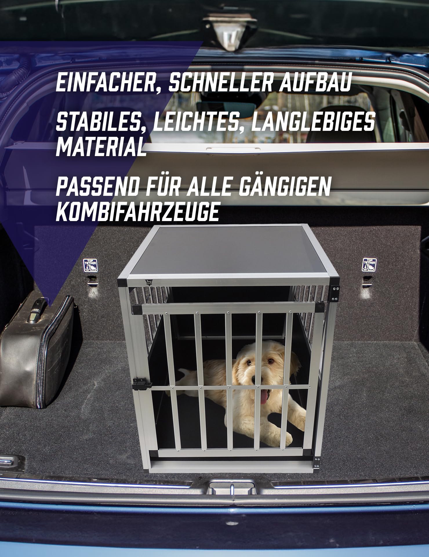 Villa Hunde Transportbox - Sicherer, bequemer Transport für deinen Hund - Stabile Konstruktion, in versch. Größen erhältlich - Leicht, langlebig und einfach zu reinigen (69 x 60 x 54 cm)