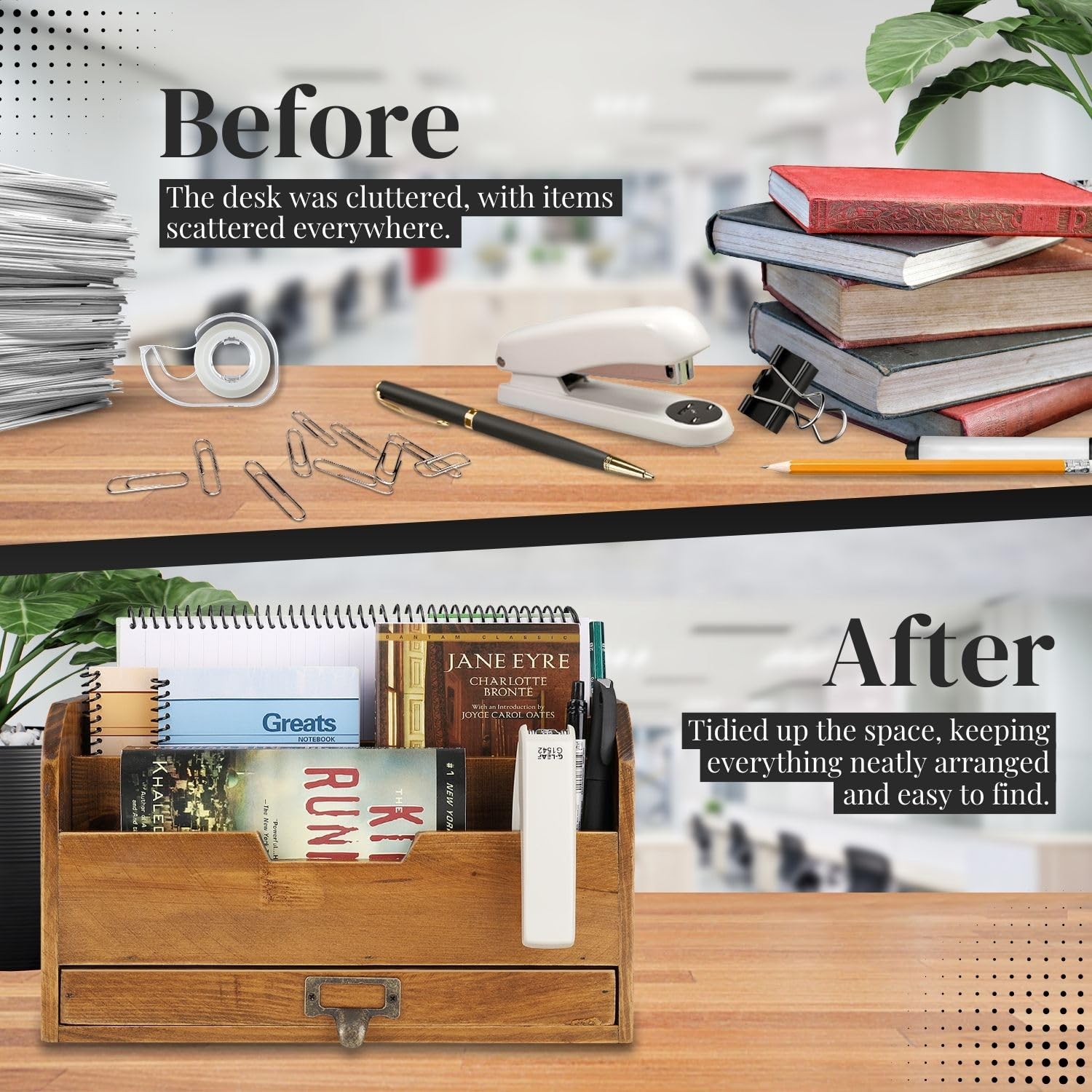 Amazon | Flexzion 3 Tier木製デスクオーガナイザー – 国素朴な