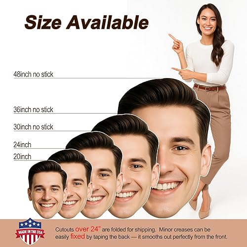 Miniatura 4 de Big Head Cutout - Cartel de cartón de cara gigante de 20 a 48 pulgadas, accesorio de foto personalizado, soporte de cara de gran tamaño, decoración