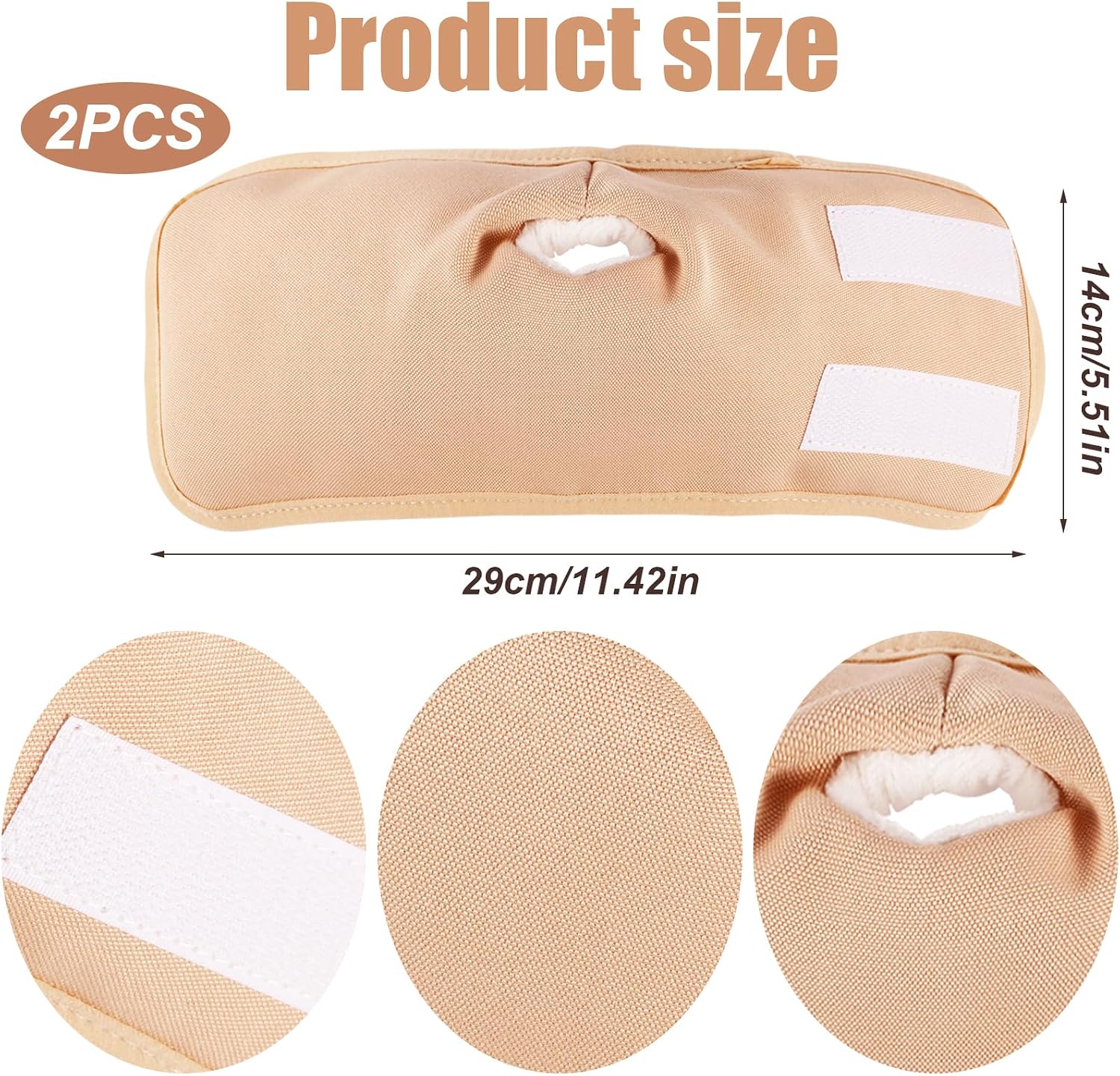 2pcs Castor Oil Packs for Hands, Reusable Hand Castor Oil Wrap Adjustable Castor Oil Pads Prevent Leakage (Khaki)