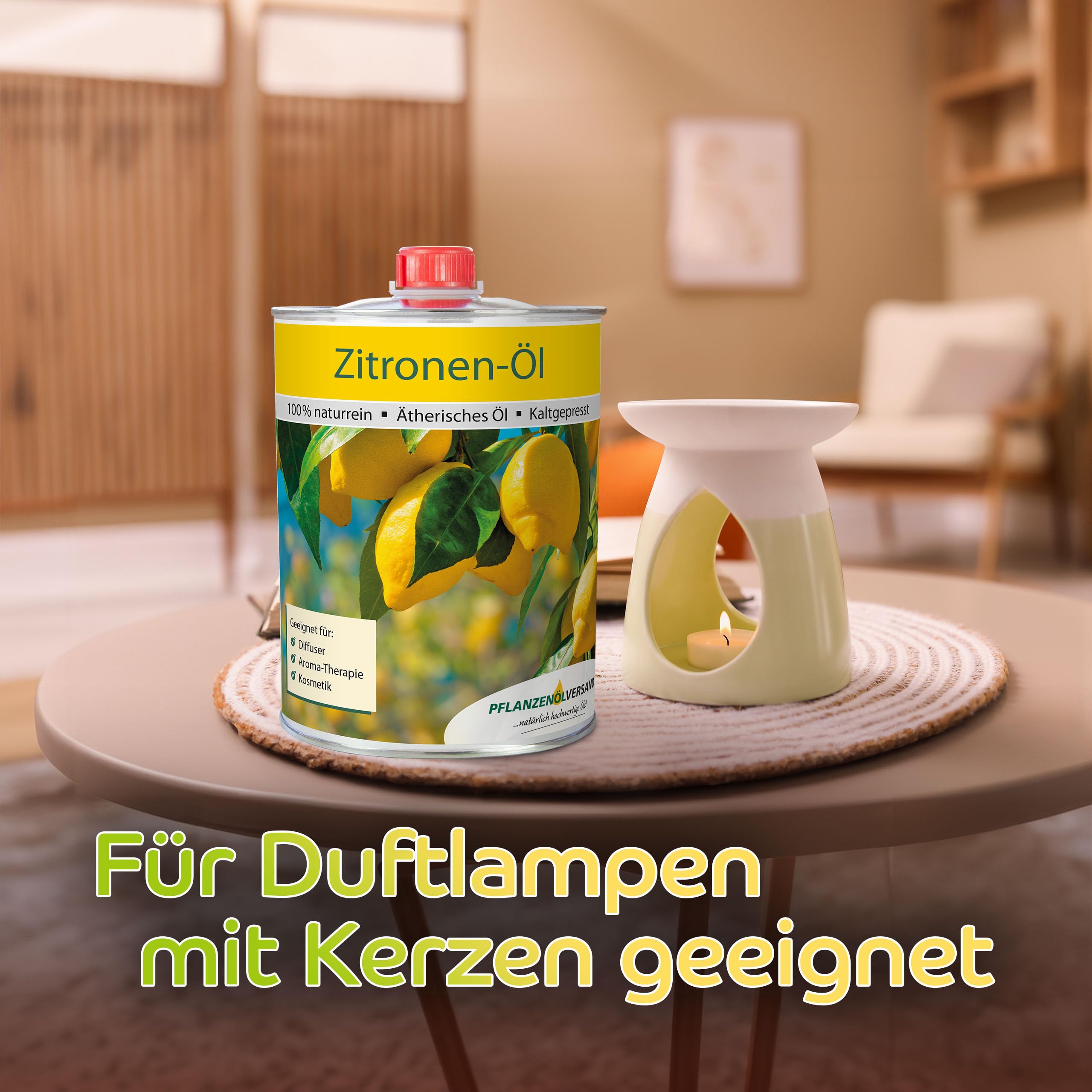 Zitronenöl 1.000 ml Duftöl für Diffuser, 100% naturreines ätherisches Öl | Raumduft, ohne Zusätze; für Diffuser, Duftlampe und Raumbeduftung