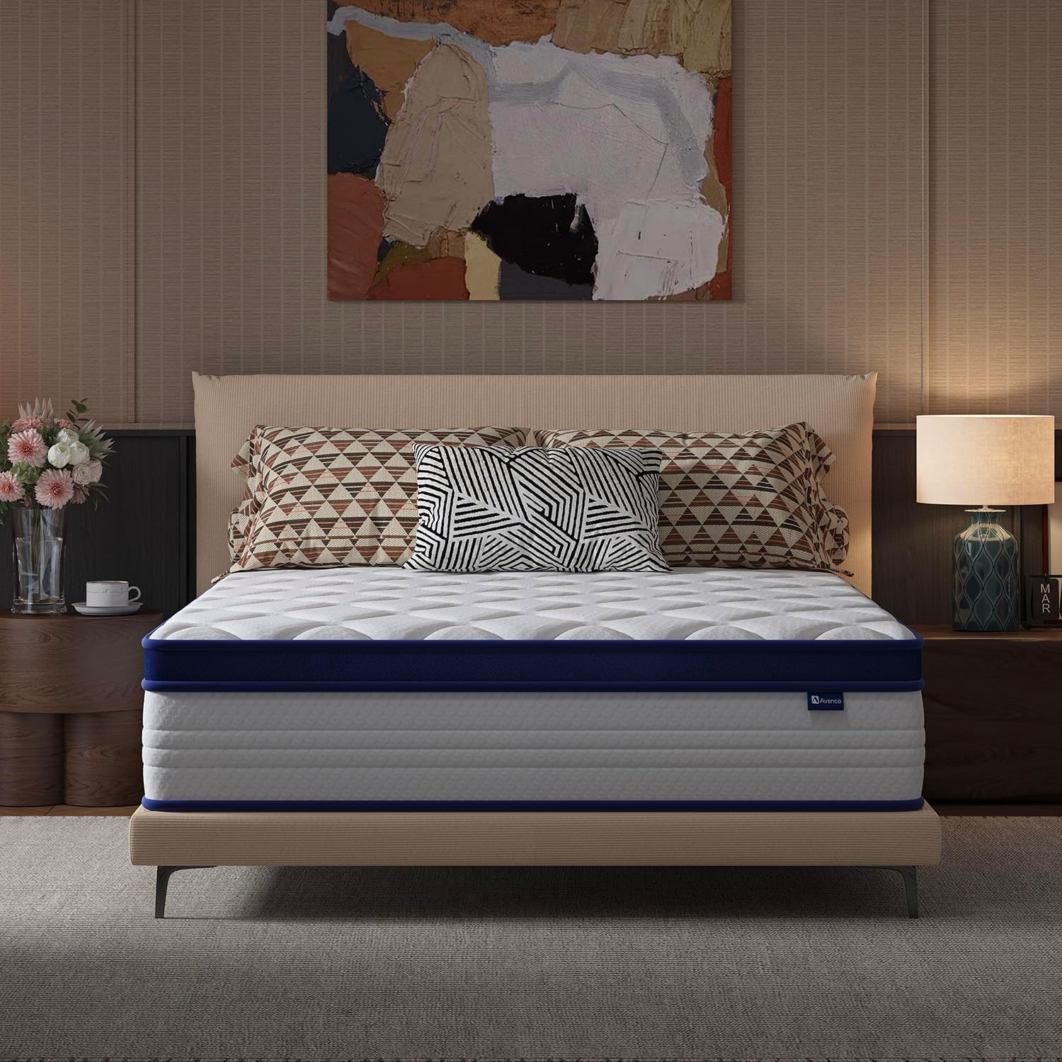 Avenco 10 Inch Full Size Mattress for Deep Sleep, Full Mattresses with Smart Coil Spring Technology for Pressure Relief, Breathable Cover Motion Isolation CertiPUR-US Certified Bed Mattress in a Box