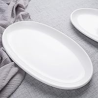 Vista 5 de Sweese 750.101 - Platos ovalados de porcelana blanca para fiestas, bandejas ovaladas grandes para servir platos de pescado, carne, restaurante