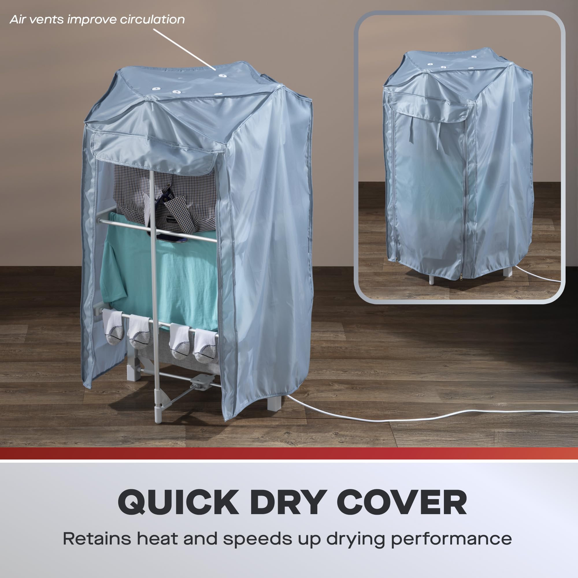 Daewoo Séchoir à Linge Chauffant Pliable à 3 Niveaux avec Housse – Séchoir électrique Compact et Peu encombrant pour Un séchage Rapide et économe en énergie du Linge intérieur
