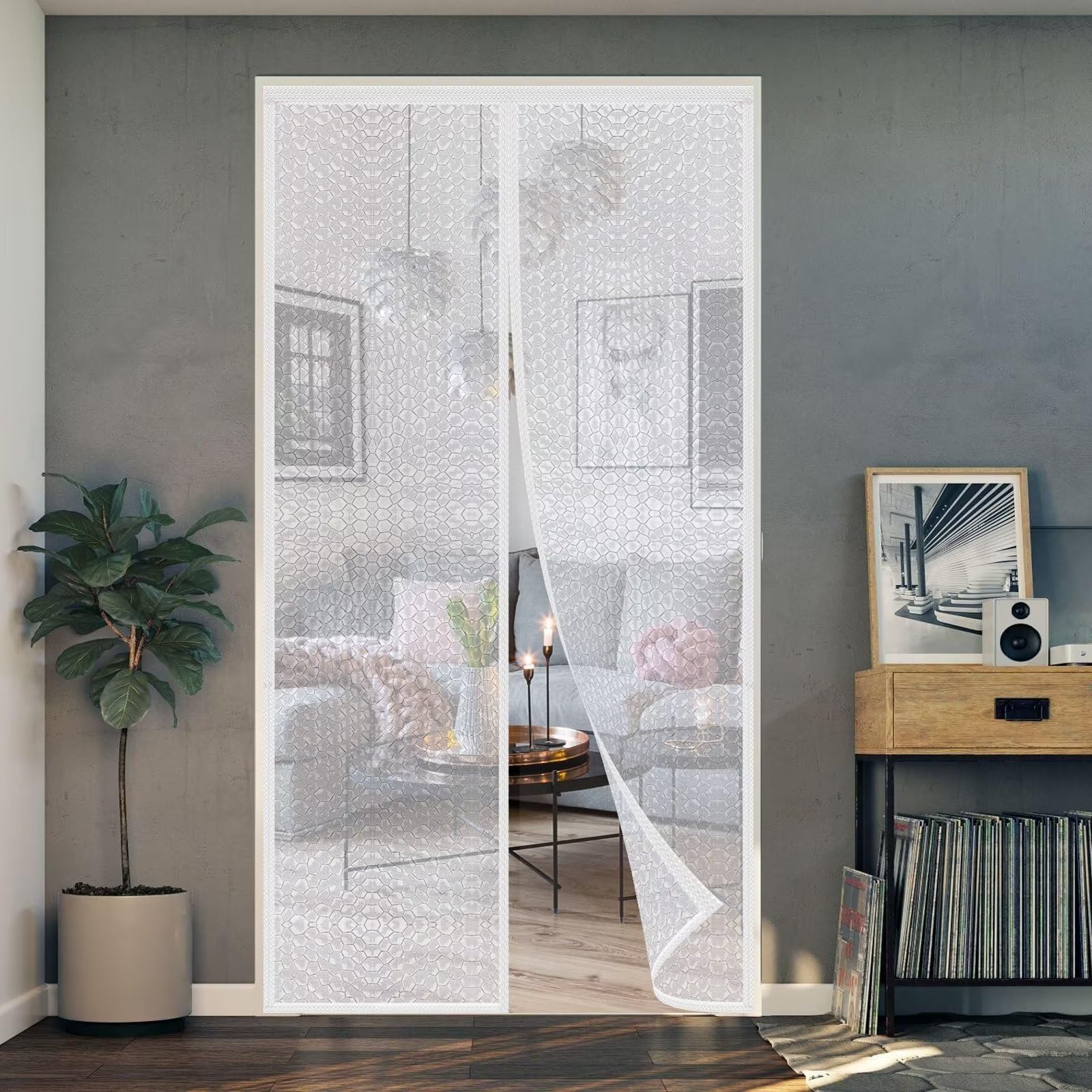 AQKaki Cortina Térmica Magnética, EVA Cortinas Termicas Aislante Frio y Calor Impermeable Cortaviento Puerta Aislamiento Termico Invierno Magnetico Cortina Aislante Balcón Dormitorio Cocina-135x135cm