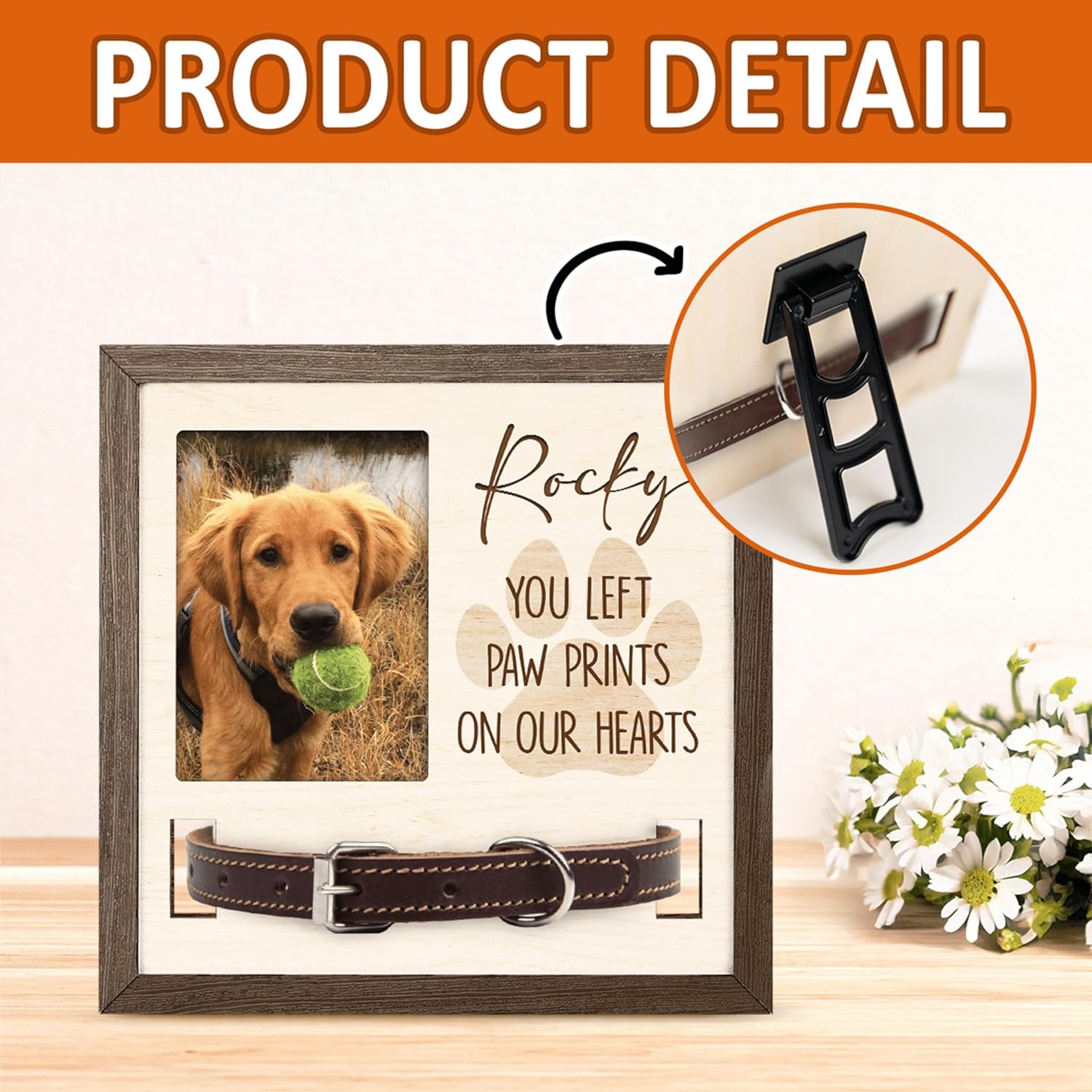 SANDJEST Personalized Pet Loss Sign, Dog Memorial Gifts for Loss of Dog, Pet Memorial Gifts, Pet Collar Frame, Pet Memorial Gifts for Dogs, Dog Remembrance Gift