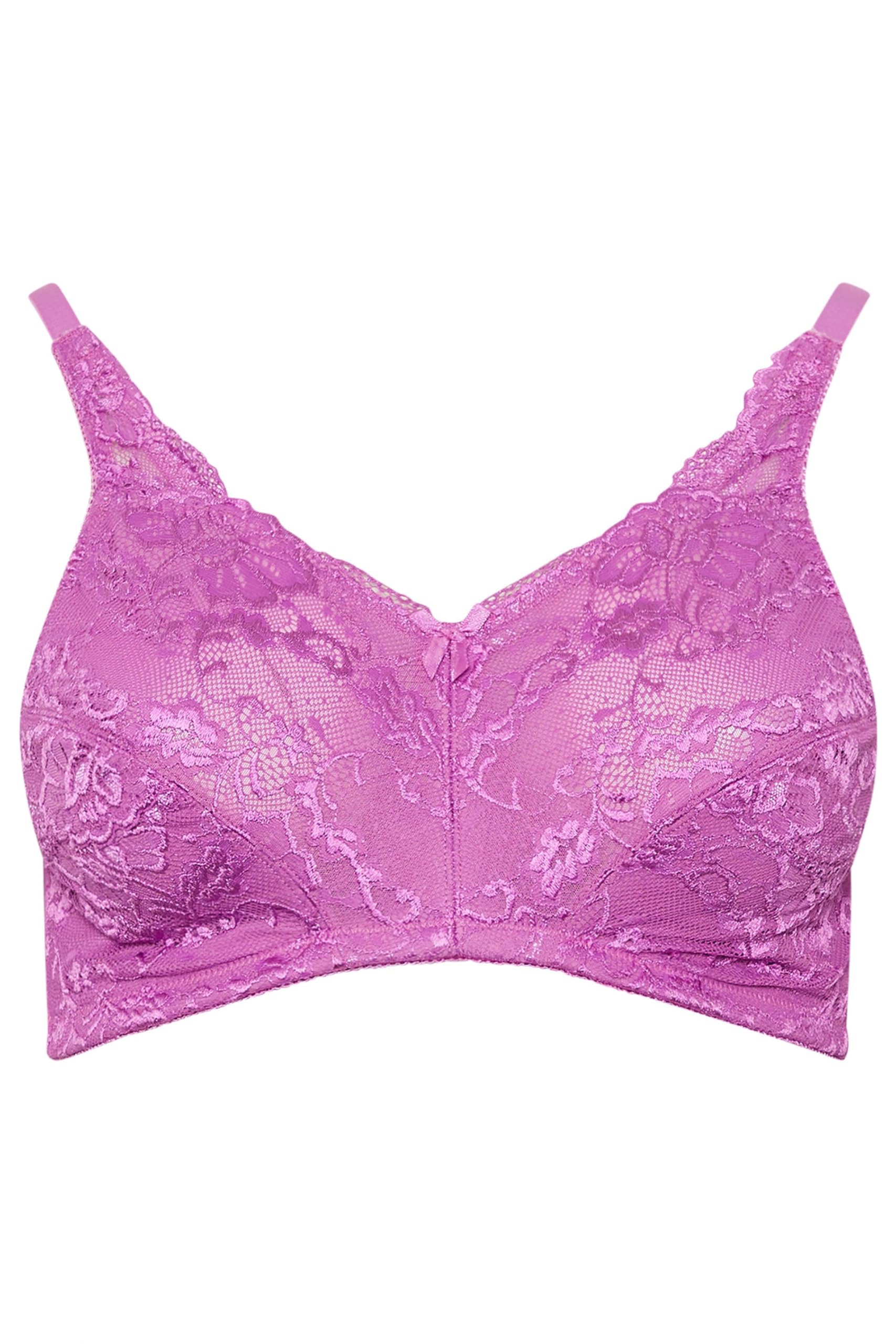 Yours Women's Pink Lace Full Cup Bra In 46G