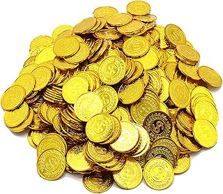Kastetards 100 Plastic Gold Coins,Pirate Coins,Treasure Hunt Party Favors Fake Toy Game Fake St. Patricks Gold Coins,Teach...