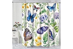 Boho Style Floral Butterfly Shower Curtain 72x72