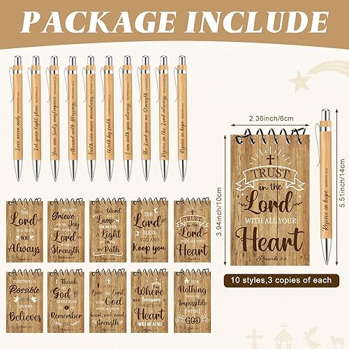 Miniatura 2 de Juego de 60 piezas de regalo cristiano con versículos de la Biblia, cuadernos y bolígrafos a granel religiosos pequeños en espiral, bolígrafos de