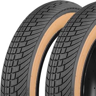 WEEROCK 20 Inch E Bike Tires 20X4.0 Fat Bicycle Tire Foldable Replacement Bicycle Tyre for 20" Snow Bike Tricycle Electric Bike, Black/Brown Wall Side