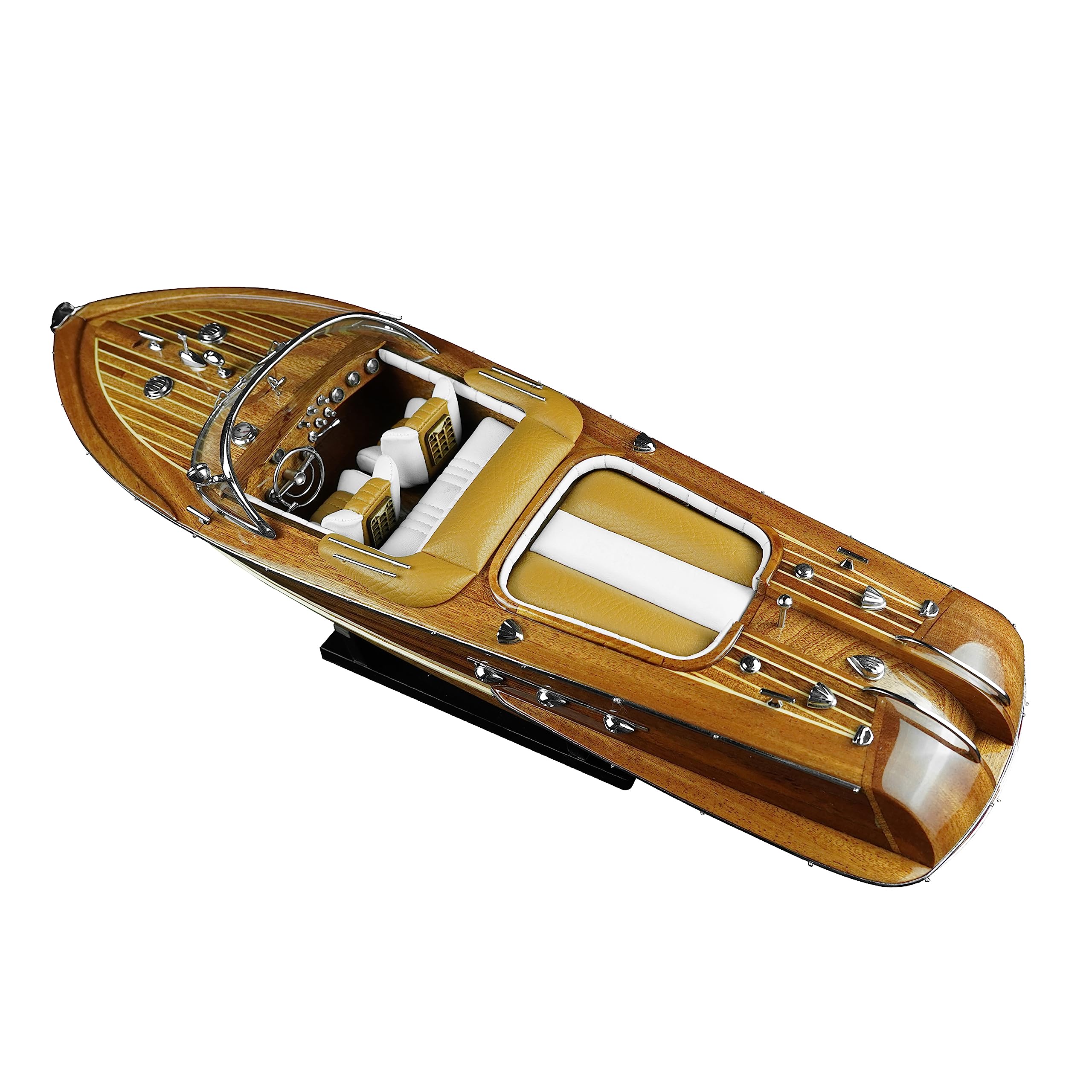 Yellow Seacraft Riva Aquarama Assembled Wooden Boat Ship Decoration Wooden Model Ship 21" Display Handcrafted Ship Gift for Wooden Decoration, Farmhouse Decor, Great Housewarming Nautical Decor