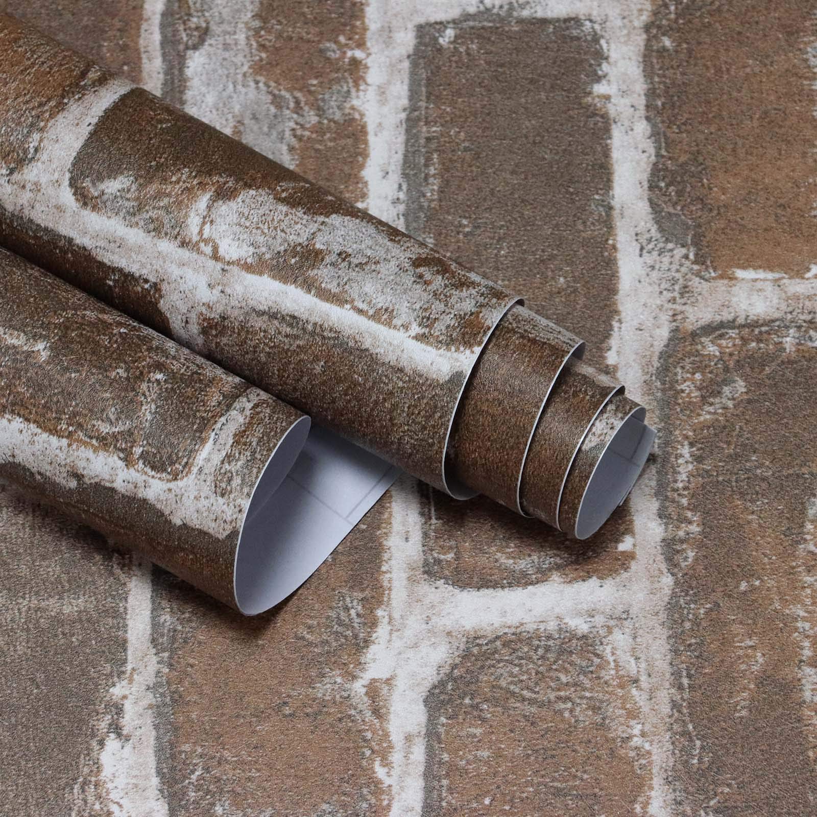 45x300cm Brick Wallpaper Brown Brick Effect Self Adhesive Peel and