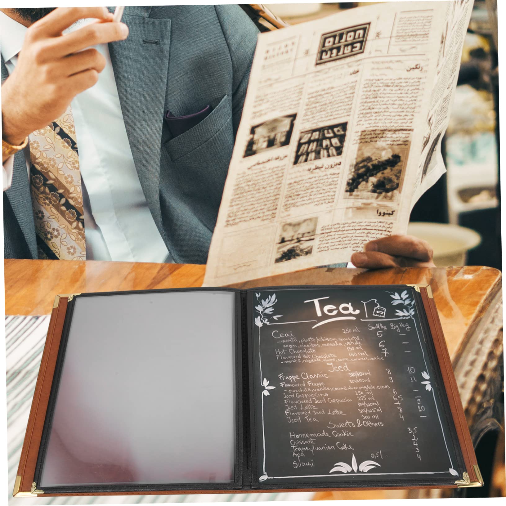 SOESFOUFU Restaurant Supply PVC Menu Holder Menu Book Cover Recipe Binder for Hotels Bars Cafes