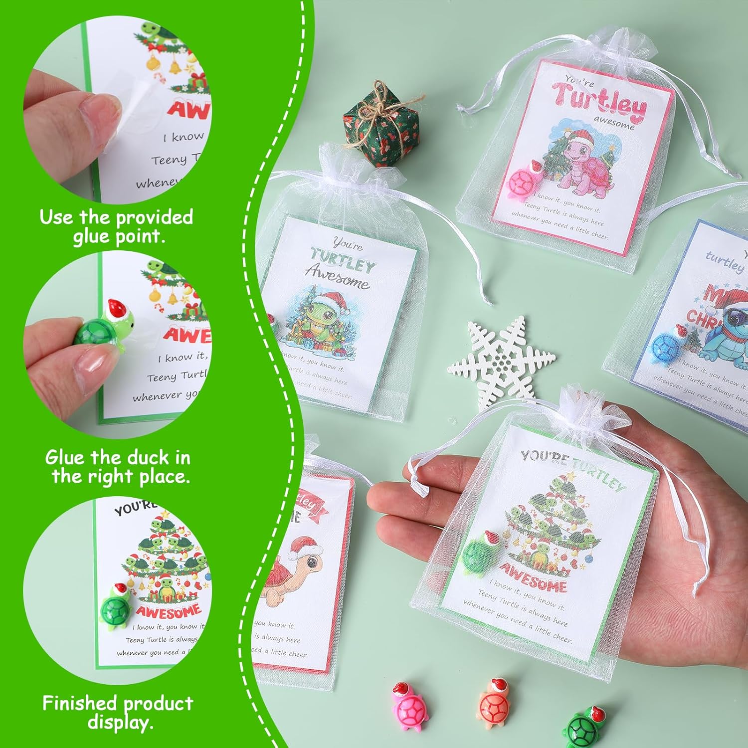 TaoBary 100 Sets Employee Inspirational Gift Bulk for Coworkers Staff Teacher Appreciation Gifts Bulk Christmas You Turtley Awesome Animal Pun Thank You Gift Sets for Office Staff Volunteer