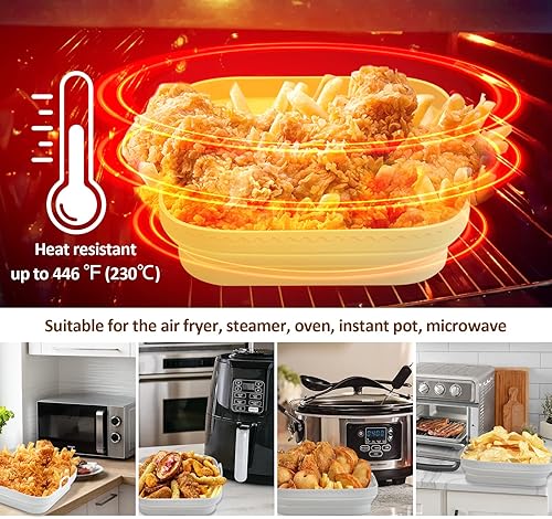 Miniatura 3 de Forros para freidora de aire de silicona y papel, 200 piezas desechables de papel pergamino cuadrado de 8 pulgadas, insertos para freidora de aire y