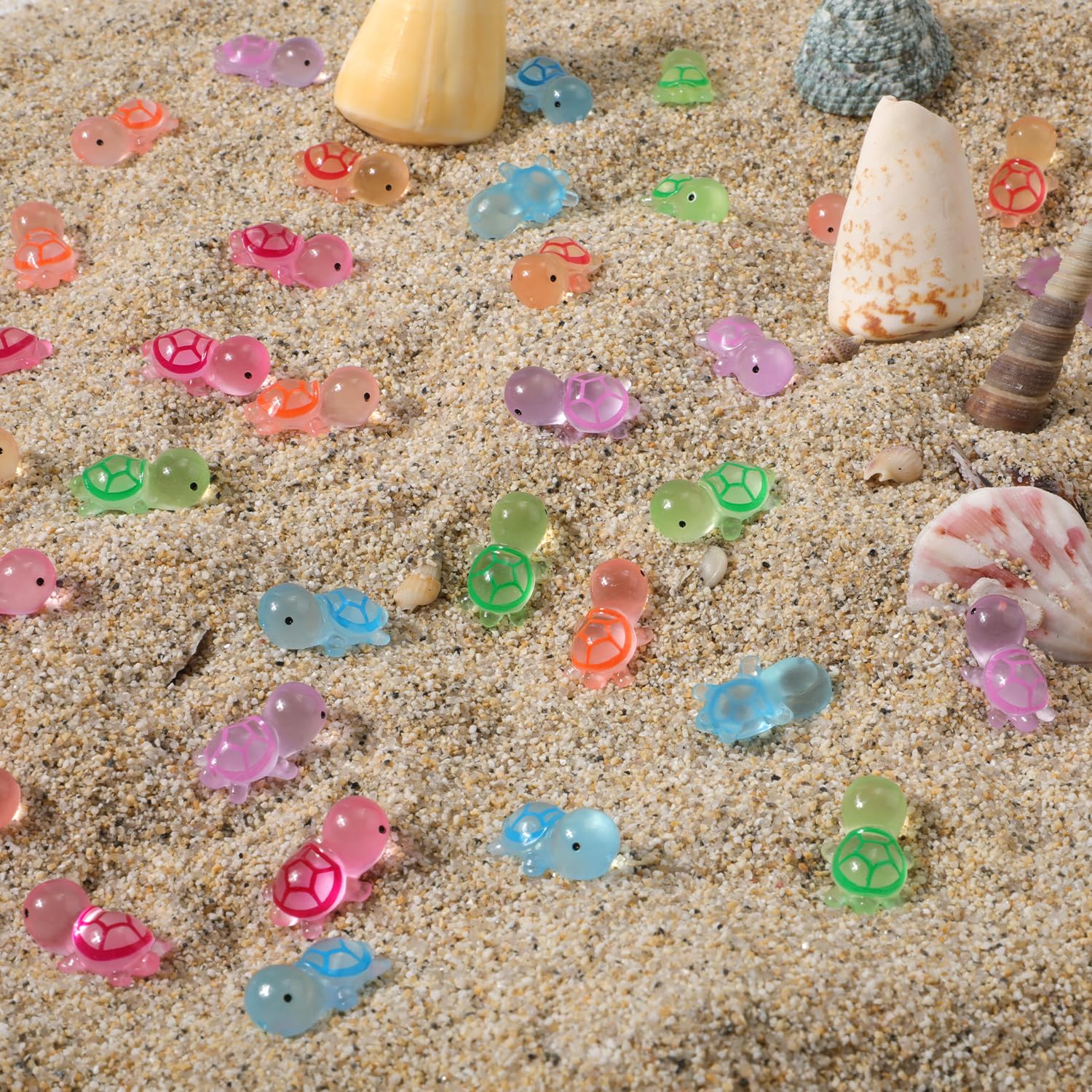 Mini Tortue Résine, 100pcs Figurines Lumineuses Mini Tortues, Qui Brillent Dans Noir Petite Tortue Miniature Jouets D'animaux Marins Résine Pour Maison Poupée Aquarium Décoration Jardin Cadeau Fête