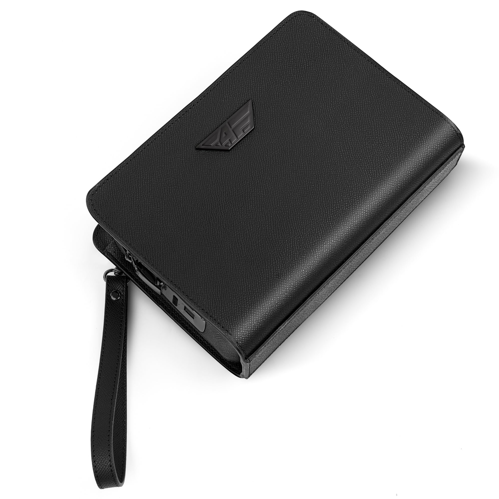 Männerhandtasche mit Fingerabdruck-Schloss & Smart Tracker Kompatibel mit Apple Wo ist? APP, Sicherheits-Handgelenktasche aus Leder für Herren, Clutch mit Kartenfach & 2 Fächer