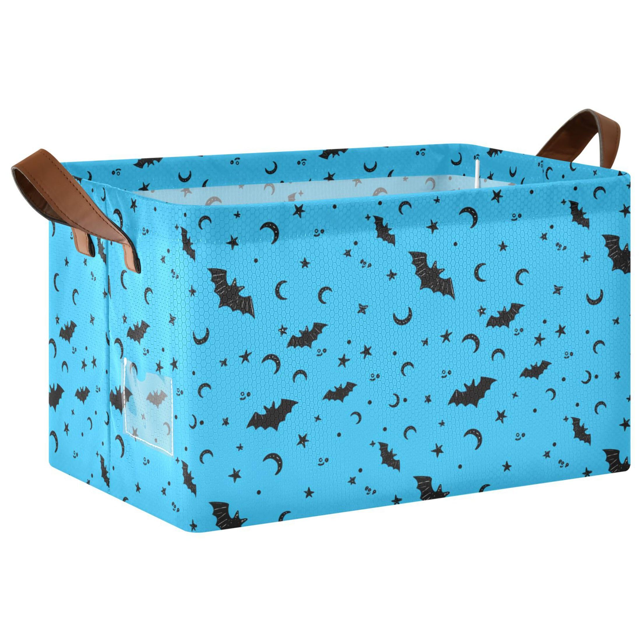 Kutsu Bats Foldable Storage Basket Collapsible Bin With Handles For Shelves