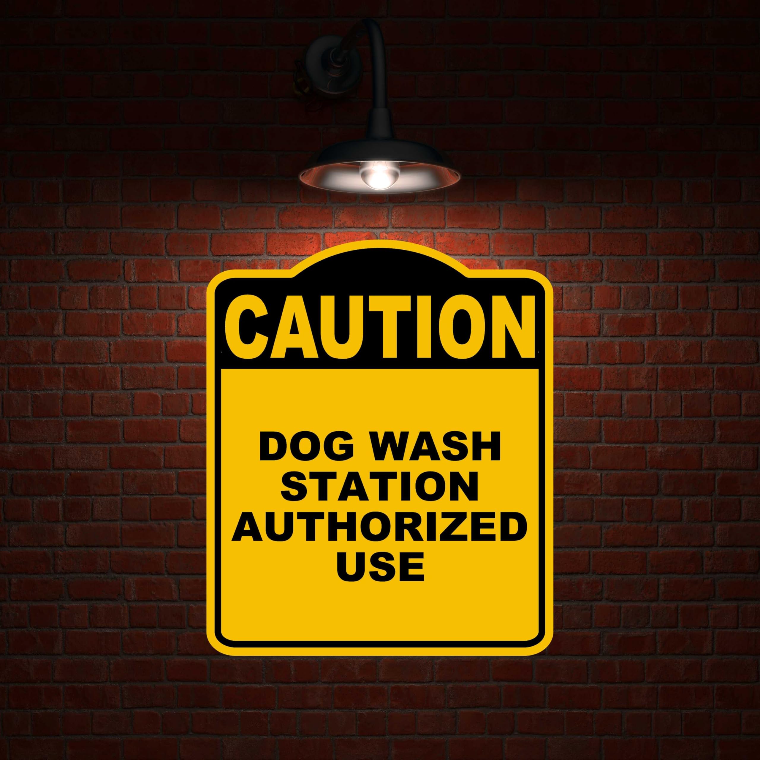 DOG WASH STATION AUTHORIZED USE Caution Yellow Black Aluminum Composite Sign 15 x 18 inches