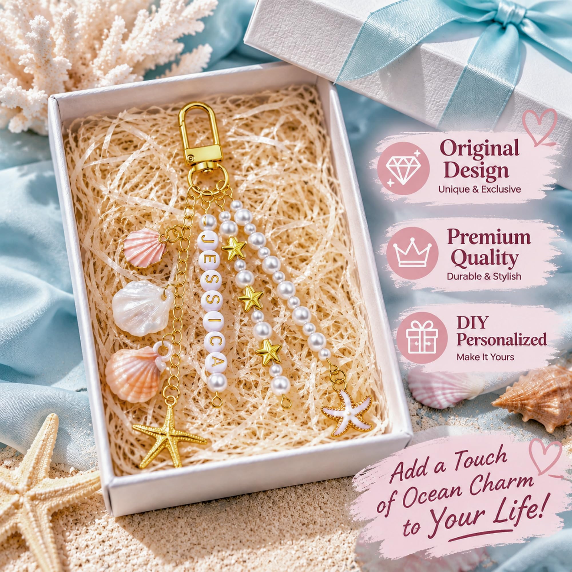 Cunno Seashell Keychain Making Kit - 776 Pcs -3