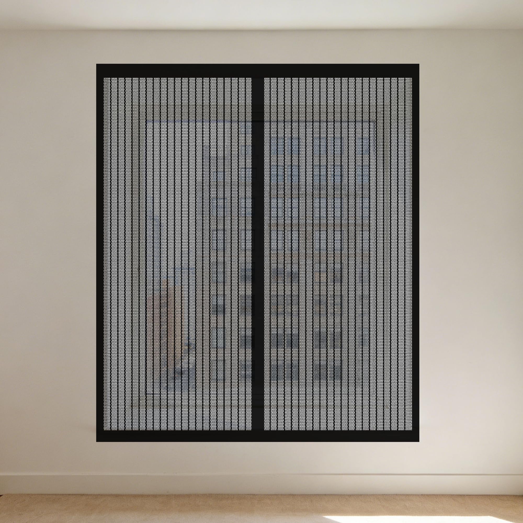 DIY Adjustable Magnetic Fly Screen 145 x 165 cm Selfadhesive Tape Magnetic Window Screen Insect Mesh Custom Size for Living Room Bedroom Offfice, Black