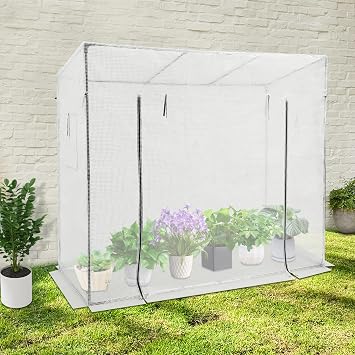 Greenhouse Outdoor Cages with a Roll-up Zipper Door, Garden Supply Tall Crop Cage Plant Protection Tent 78.74 x 30.31 x 66.93 Green House for Vegetable Garden, Backyard Flowers & Lawn Crops White