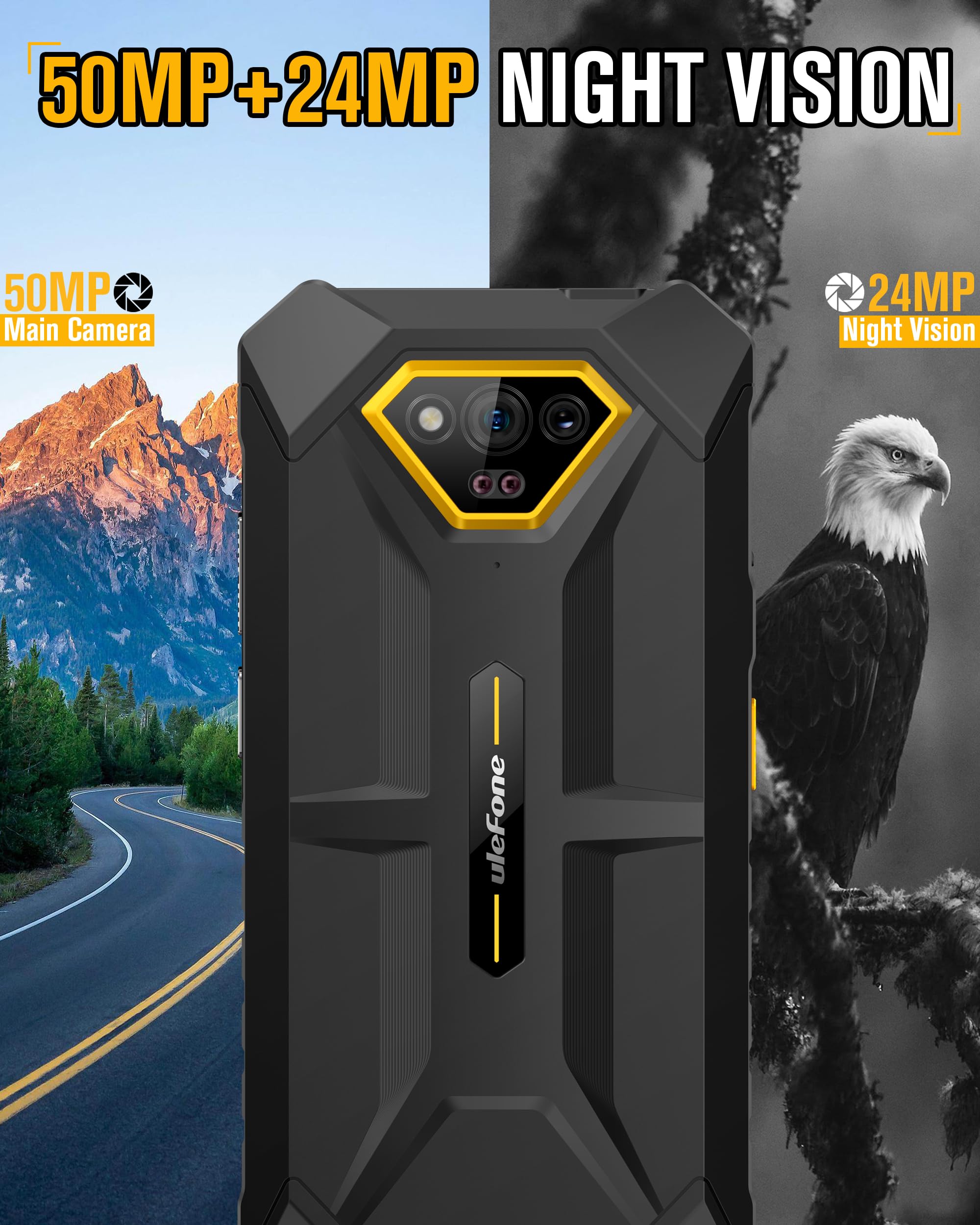 Ulefone Armor X13 Outdoor Smartphone Android 15, 12GB + 64GB/SD-256GB 6320mAh Akku, IP68/IP69K Outdoor Handy, 50MP+24MP Nachtsichtkamera, 5GHz Wi-Fi/NFC/OTG/GPS Dual SIM Schwarz 2 Jahre Garantie