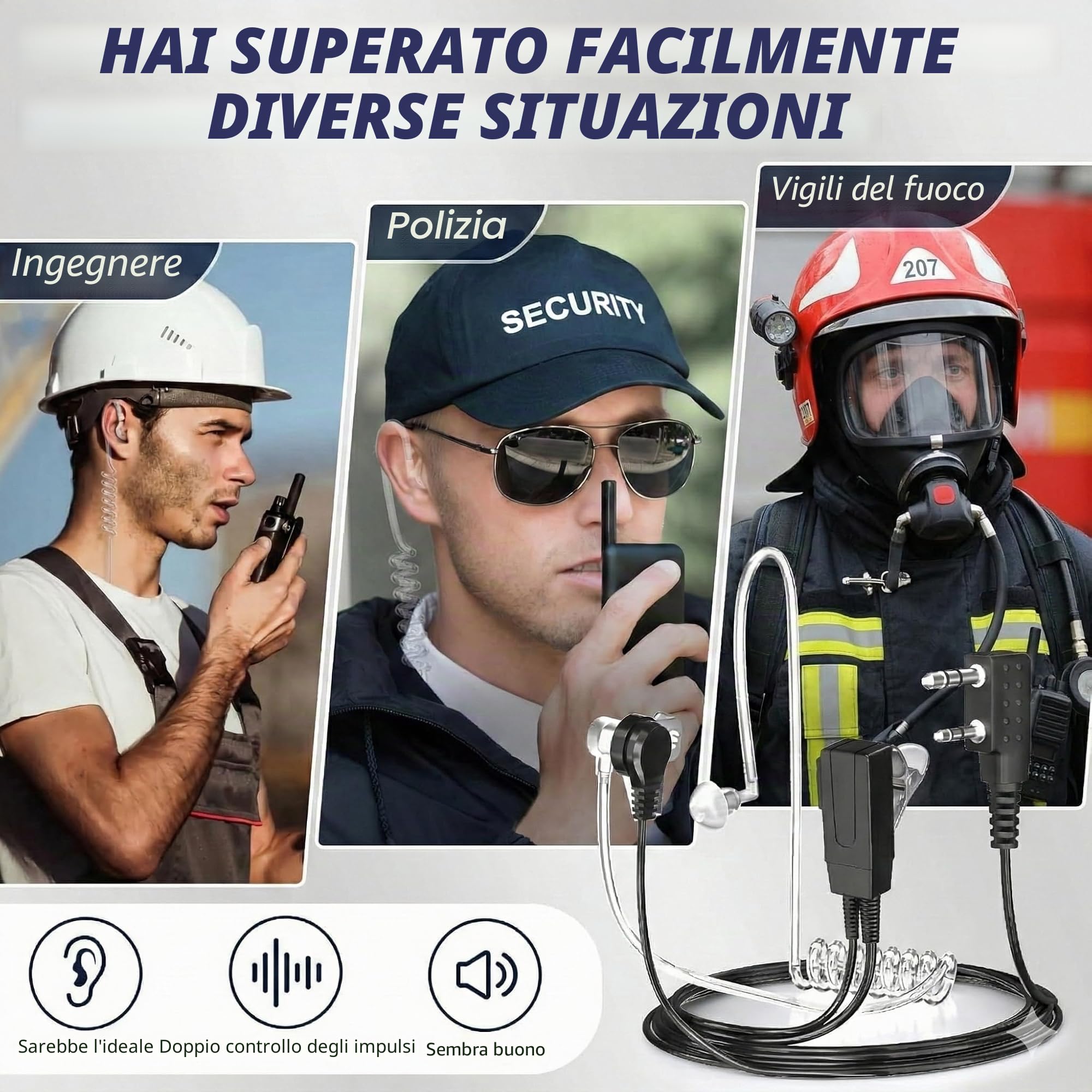Walkie Talkie Headset con tubo sonoro compatibile con Walkie Talkie BF-88E 888S UV5R UV5RE Baofeng UV 5R BF-88E BF-888S Radio (6 pezzi)