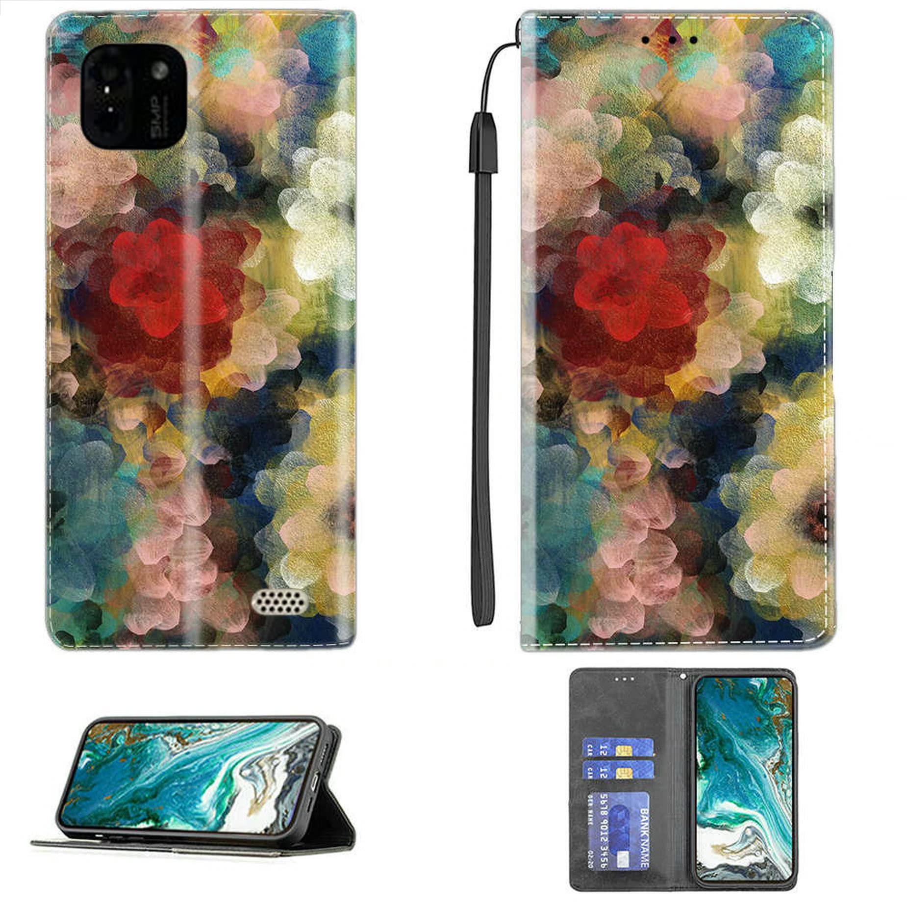 Cover Per UNO PREMIER5 (5.5") Android 11 – Custodia Con Vetro Temperato, Supporto Ad Anello Girevole E Protezione 4 Strati