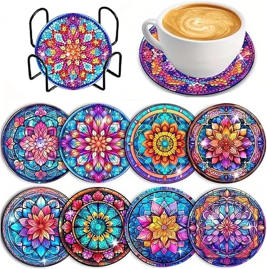 Diamond Painting onderzetters, 8 stuks Diamond Art onderzetters, doe-het-zelf diamant Diamond Painting onderzetters, 8 stuks Diamond Art onderzetters, doe-het-zelf diamant