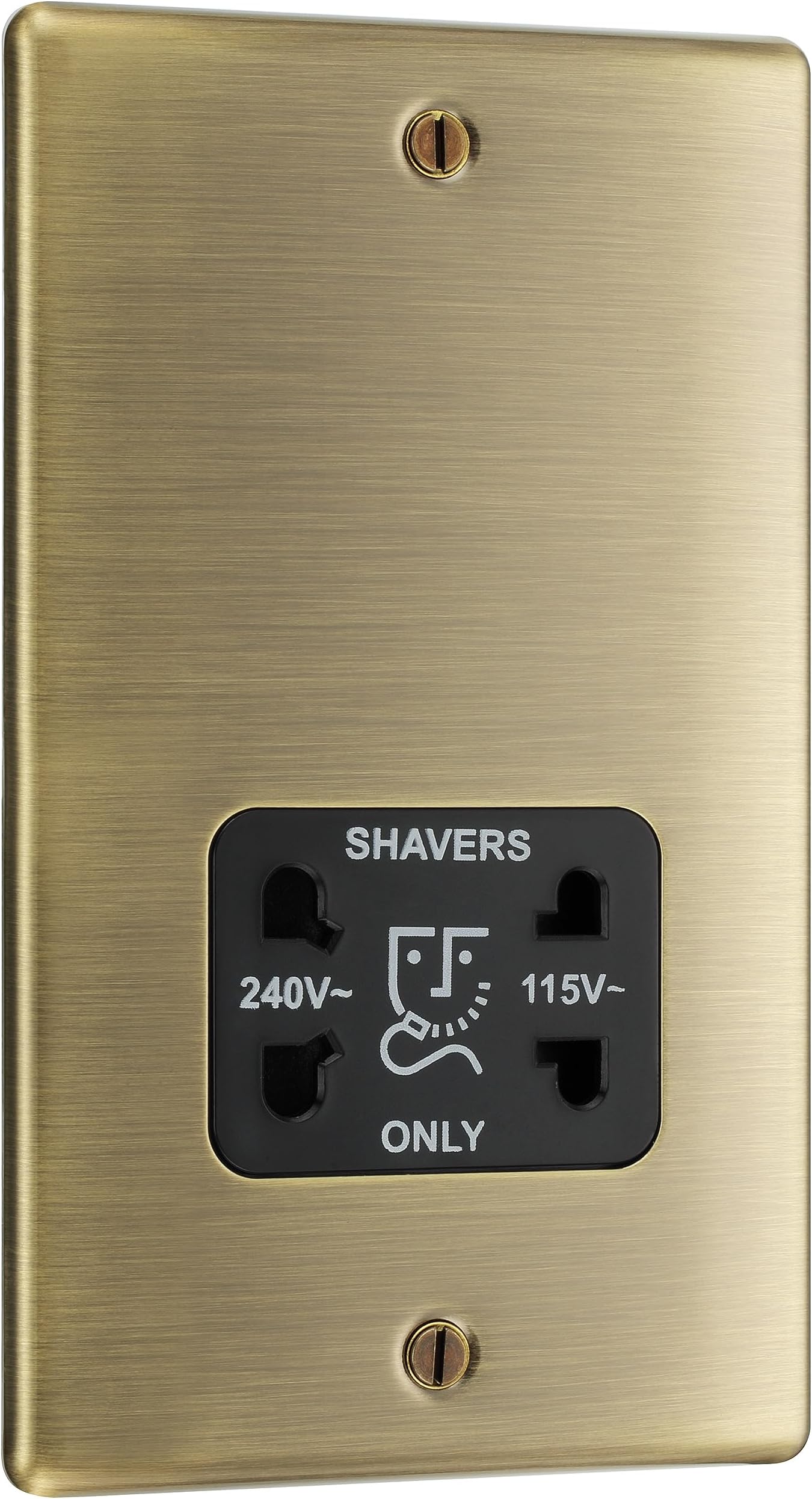 BG Electrical 115- and 240-Volts Dual Voltage Shaver Socket, Antique Brass wi...