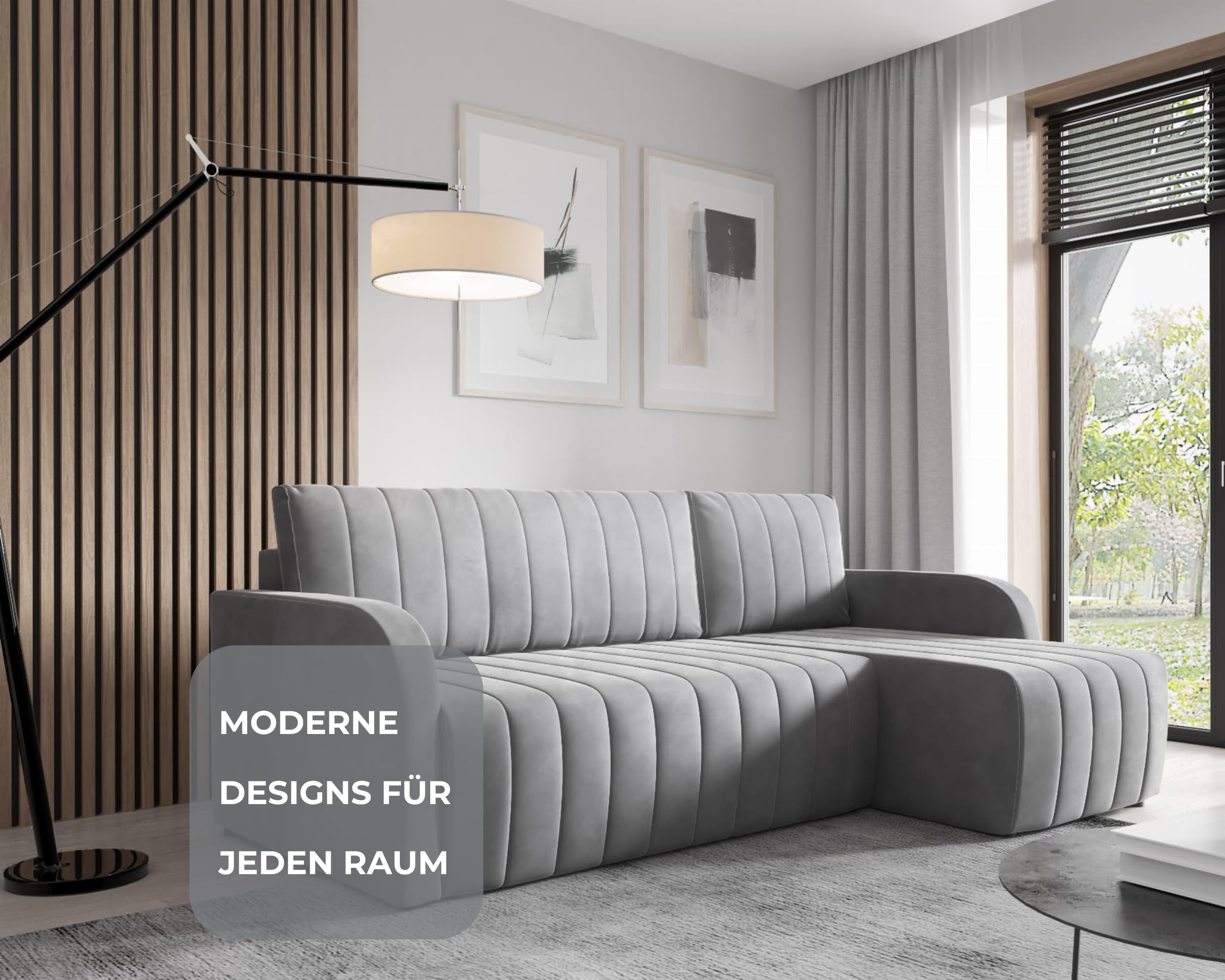 LIKMA Narożnik 224 cm Granatowy Rozkładany Otto Kształt L z Funkcją Spania (200x140 cm) i Pojemnikiem na Pościel Tapicerowana Sofa; Tkanina Trinity 242